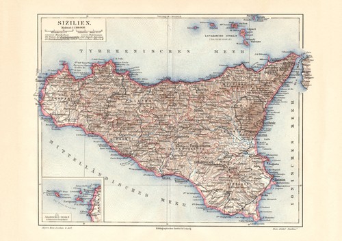 Sizilien historische landkarte - sizilien,